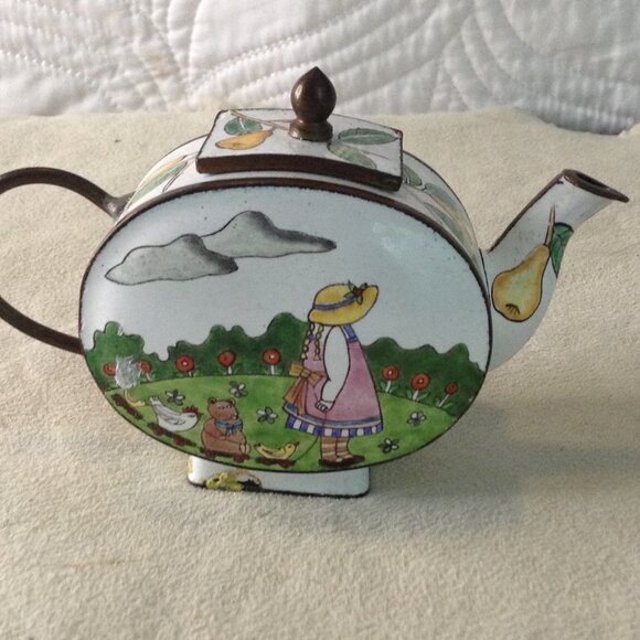 VTG Mini Cloisonne/Painted Enamel Teapot, Signed B. Yee, Collectible, Copper - Picture 2 of 4